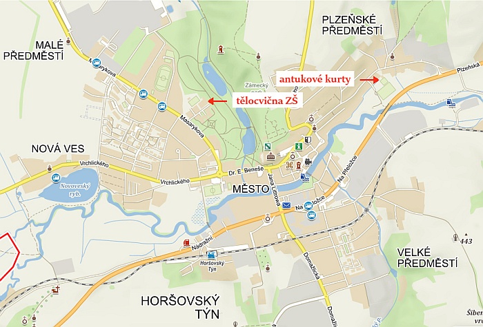 Mapka sportovišť, kde nás můžete najít na trénincích a zápasech